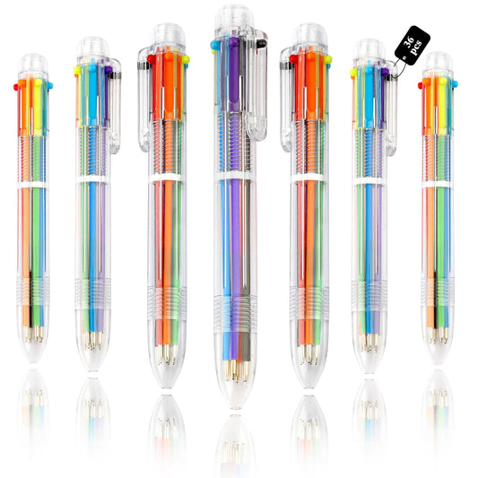 36 Pack 0.5mm 6-in-1 Multicolor Ballpoint Pens Kids Party Favors Birthday Cute Students Children Gift Retractable Colored Pens for School Office Supplies End of Year Gifts for Students Teacher