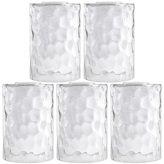 Rivqahra Glass Lamp Shade Replacement Globe & Cover for Light Fixture, 6-1/16" Height 4-1/16" Diameter, 1-5/8 inch Fitter, 5 Pack Clear Hammered Water Ripple Cylinder Glass Shade