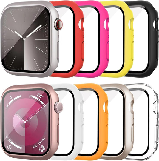 10 Pack 11/10 46mm, 46mm Case with Tempered Glass Screen Protector for Apple Watch Series Hard PC Face Cover, Full