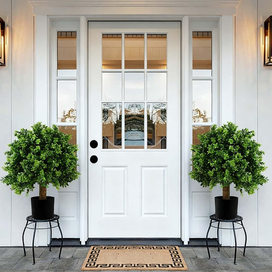36 X 80 Exterior Door with Glass, Modern Front Door for House Exterior, Entry Doors for Home, Primed Fiberglass, Left Hand Inswing, Wood, French (White, Right Hand Inswing)