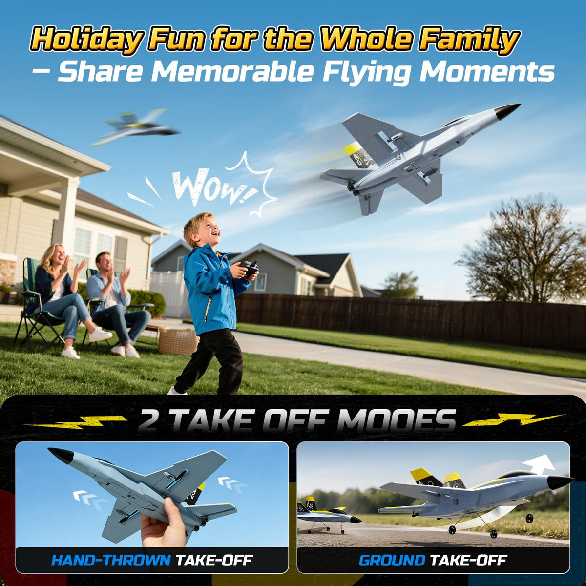 DEERC F18 4 Channel RC Plane for Adults Remote Control Airplane Fighter Jet,2.4GHz 6-axis Gyro Stabilizer RTF Hobby Glider Aircraft Plane with 2 Batteries Easy to Fly for Adults Boys