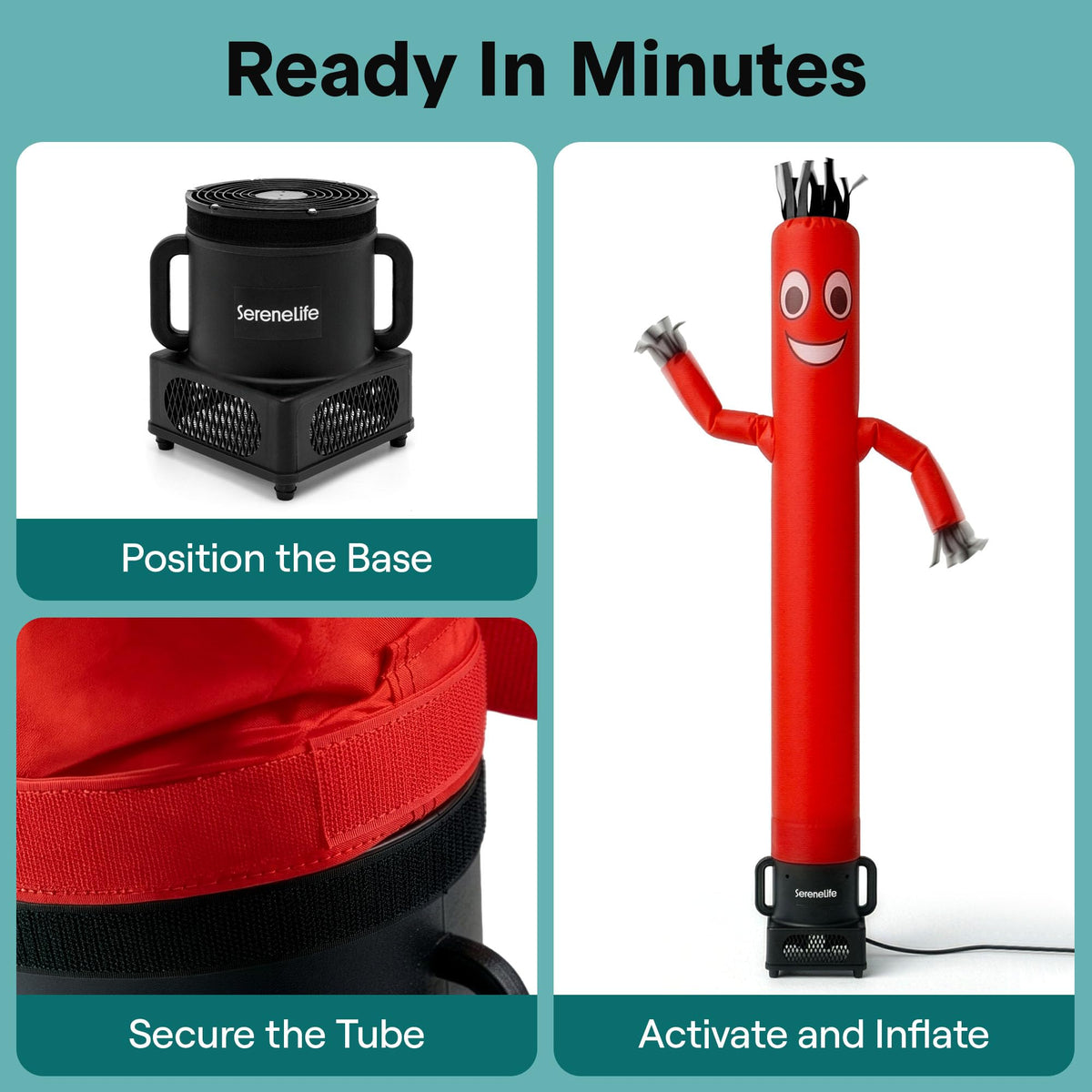 SereneLife Inflatable Air Dancer for Events - 6FT Wacky Waving Tube Guy Set with High-Speed Fan, Outdoor Inflatable Tube Man for Grand Opening Decorations and Display