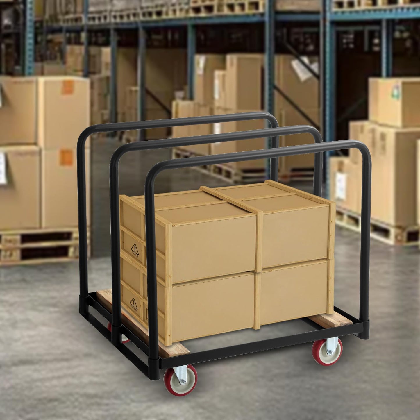 Drywall Cart Steel Panel Truck, 1500 Lbs Capacity, Heavy Duty Flatbed Dollies Carts with Wheels, Table Cart, Utility Tool Cart for Handling Wall Panel, Folding Table, Lumber, Mattress