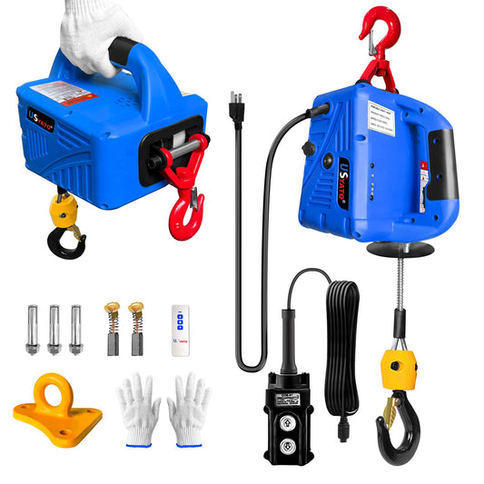3 in 1 Electric Hoist Winch, 1500W Portable Electric Winch with 1100lbs, 110V Electric Hoist Crane with Manual, Wired & Wireless Remote Control, 25ft Lifting Height, Overload Protection for Towing
