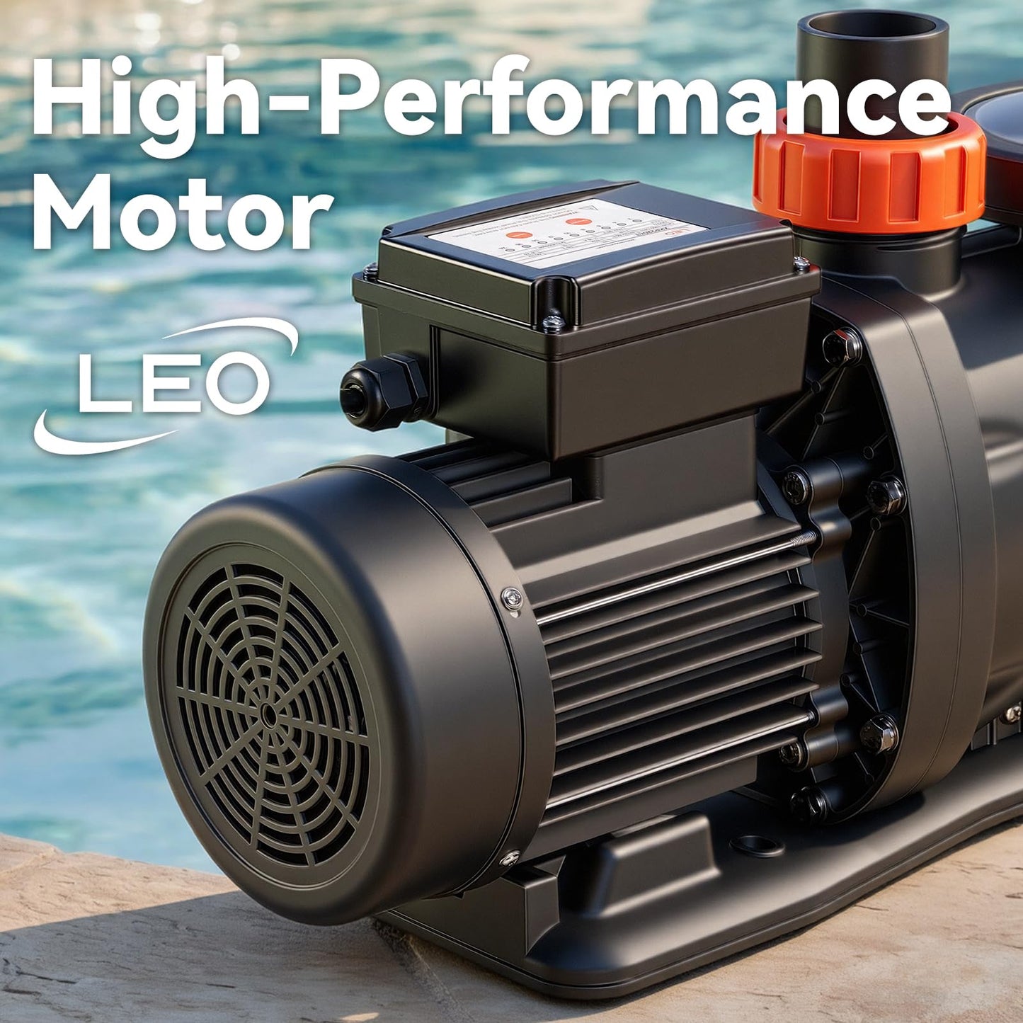 LEO In/Above Ground Pool Pump High Flow Powerful Self Priming Pool Pump,Light Black