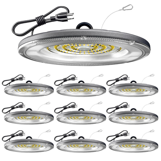 10 Pack UFO LED High Bay Light,High Bay Led Shop Lights 150W 21000 Lumens 5000K Ultra Bright High Bay Led Lights For Gym Warehouse Factory Workshop, Barn LED Lamp Plug & Play 120V IP65