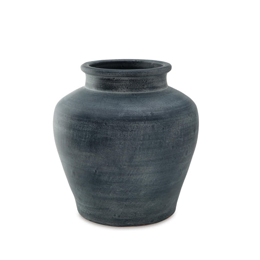 Signature Design by Ashley Meadie Traditional Indoor Terra Cotta Tabletop Vase with Wide Mouth, Blue