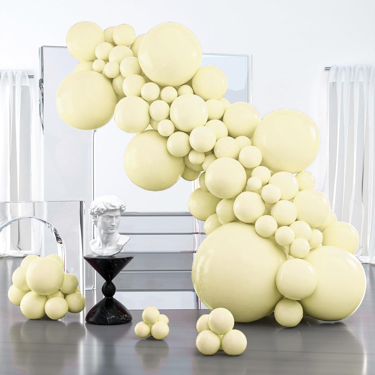 PartyWoo Pastel Yellow Balloons - 100 Pcs in Various Sizes for Baby Showers & Birthday Parties | Light Yellow Decor