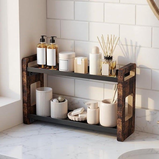 Bathroom Organizers and Storage,Bathroom Counter Organizer,Bathroom Counter Shelf,Bathroom Sink Organizer,Vanity Organizers,Vanity Storage,Perfume Display,Perfume Storages(Brown 2 Tier)