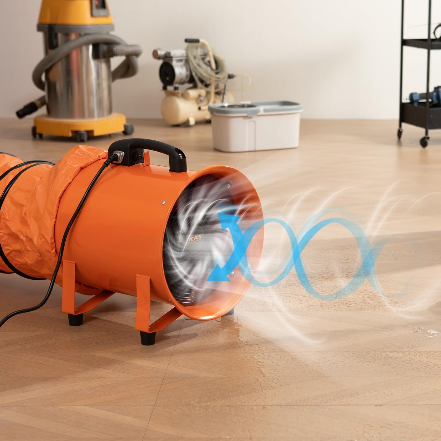 VEVOR Air Mover Blower Fan 10 Inch, 1893CFM 380W with 33ft Flexible Duct, Industrial Portable Ventilator Blower/Exhaust