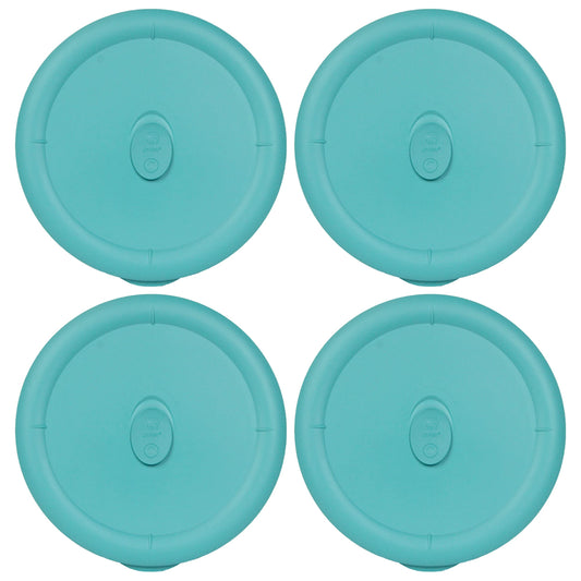 Pyrex 8202-VPC Turquoise Vented Food Storage Replacement Lid (4-Pack) - Made in the USA