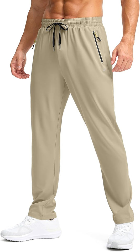 Pudolla Men's Lightweight Hiking Pants Quick-Dry Outdoor Sweatpants with Zipper Pockets for Casual Travel Athletic Workout