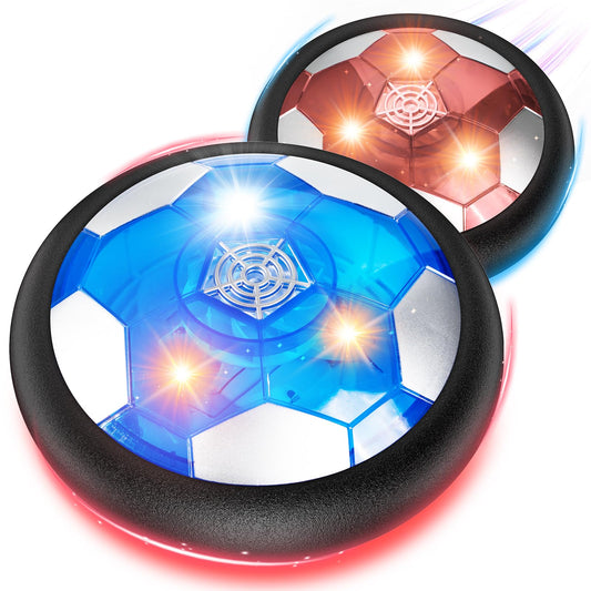 2Pcs LED Hover Soccer Ball Indoor Toys for 3-12 Year Old Boys Girls Christmas Birthday Gifts for 3 4 5 6 7 8 9 10 Years Old Kids Air Floating Soccer Toy Toddler Games Foam Bumper