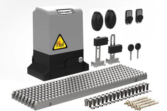 Blütezeit 220V Automatic Sliding Gate Opener (220~240V), 1800lb Rack Driven Slide Gate Motor 370W with 2 Remotes & IR Sensor, 1/2HP Electric Driveway Operator Complete Kit for Gates up to 40ft