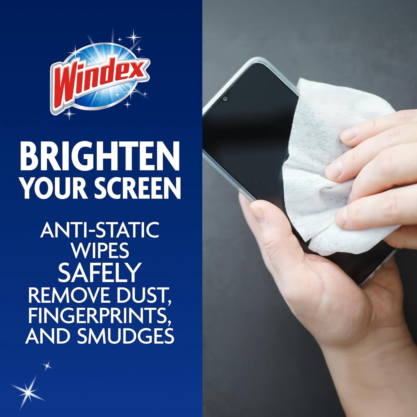 25 Count (Pack 3) Windex Electronic Cleaning Wipes, Pre-Moistened Screen Wipes for TVs, Phones, and Other Electronics