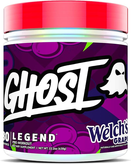 GHOST Legend Pre-Workout Powder, Welch's Grape - 30 Servings ??Pre-Workout for Men & Women with Choline, L-Citrulline, & Beta Alanine for Energy & Focus