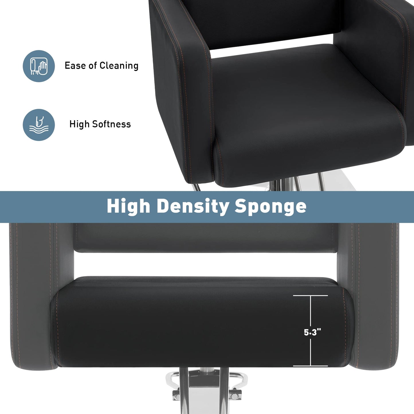 BarberPub Classic Styling Salon Chair for Hair Stylist, Barber Chair with Hydraulic Pump, Beauty Barbershop Salon Spa Equipment 3805 (Black)