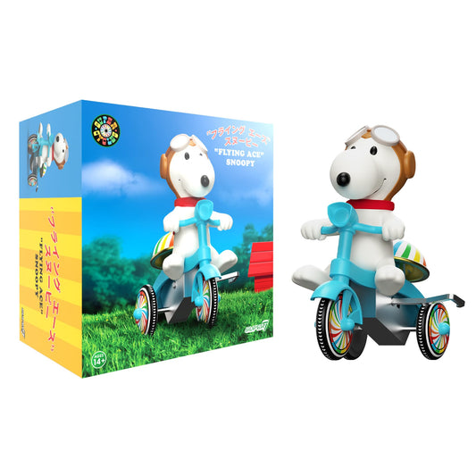 Super7 Super Cycles Peanuts Snoopy Flying Ace with Blue Trike - 5" Peanuts Action Figure - Classic Cartoon Collectibles and Retro Toys