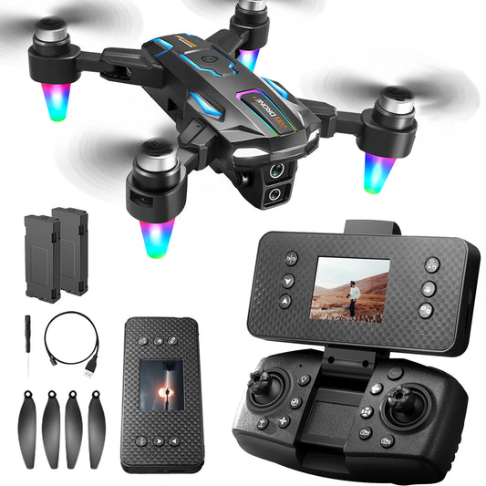 elecci A22 Drone with Screen Controller with SD card, 2 batteries, Brushless Motor, Optical Flow Localization, Active Obstacle Avoidance, with Black Outdoor Carrying Case.