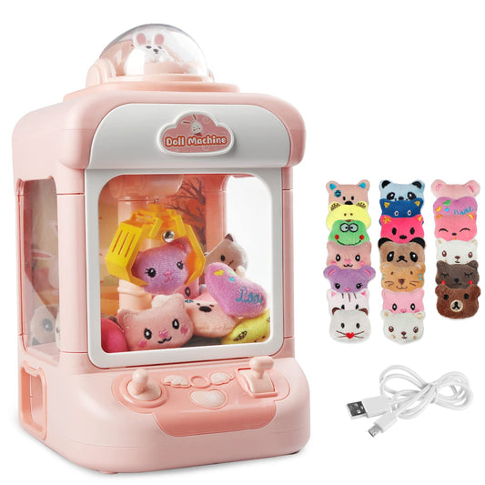 Tracpos Claw Machine for Kids,Mini Vending Machines Candy Grabber Prize Dispenser Toys for Girls,Electronic Arcade Claw Game Machine for Party Birthday with Lights Sound (Rabbit Claw)