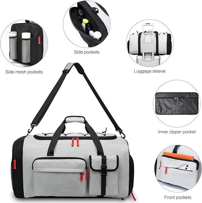 Lyweem Large Duffle Bag Backpack for Travel, 70L Heavy Duty Gym Duffel Bag with Shoes Compartment for Men & Women, Weekender Overnight Sports Backpack for Traveling