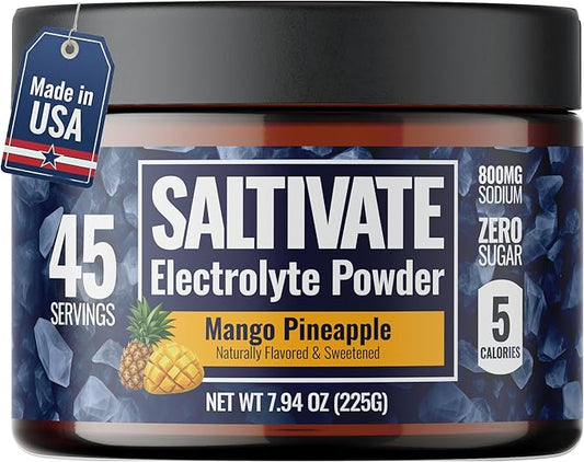 Electrolyte Powder Mango Pineapple - Zero Sugar, Keto, Stevia, Sodium, Potassium, Magnesium - 45 Servings