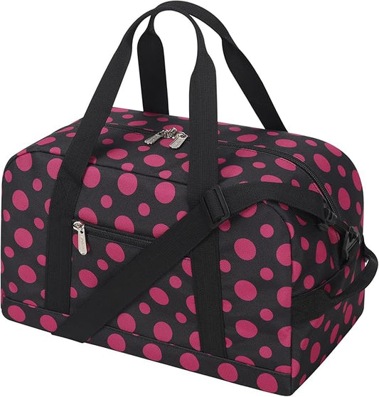 Small Gym Bag 14 inch lightweight Carry On Mini Duffel Bag for Travel Sport - Polka Dot Pink