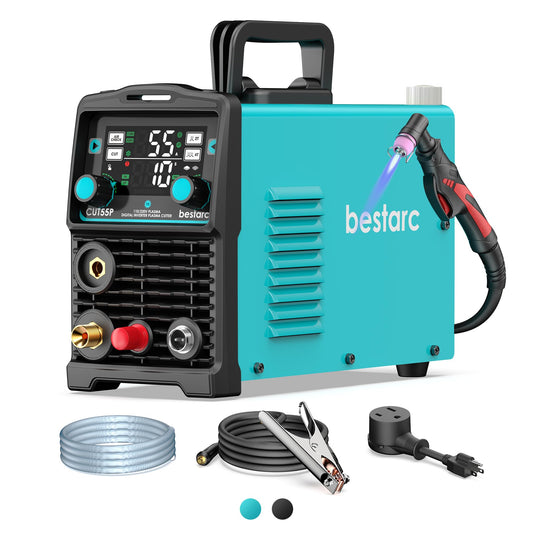 bestarc Plasma Cutter, [Pilot Arc][Large LED Display] 55A bestarc Plasma Cutter Machine 110/220V Dual Voltage, 5/8 Inch Clean Cut 3/4 Inch Max Cut, Post Flow Mesh Cut, 2T/4T for Beginners DIY