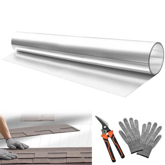40'' x 50' Aluminum Flashing Roll, 0.3mm Thickness Metal Roof Flashing Roofing Panels for Sealing Windows Doors Siding Roofing Stains Moss and Mildew Prevention