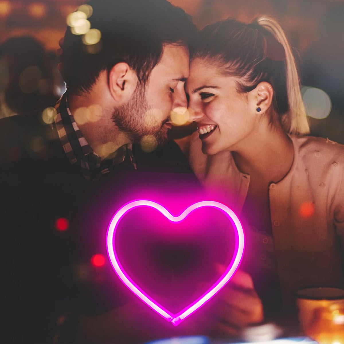 Skiennix Pink Heart Neon Sign - Battery Operated LED Heart Light for Valentine's Day Decor | Perfect Gift for Wife, Anniversary, or Mother's Day