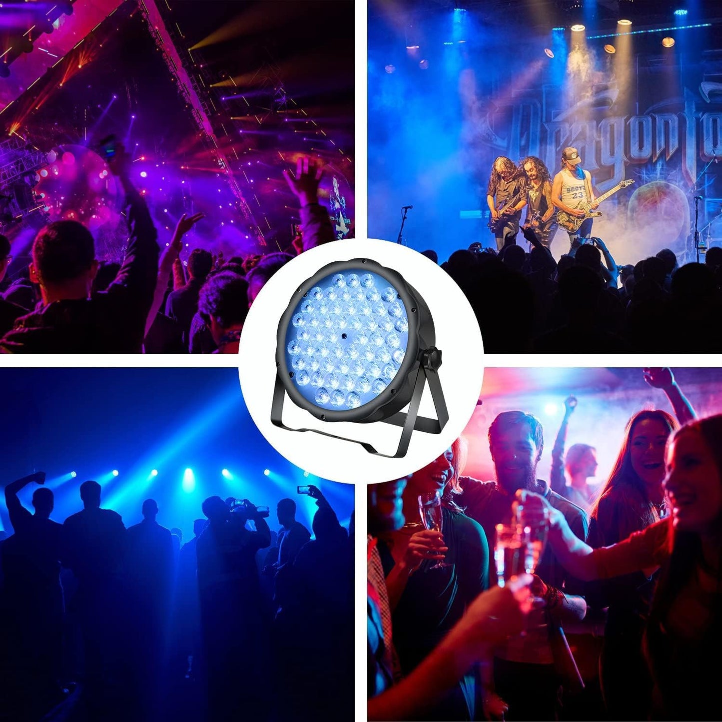 BETOPPER LED Par Lights 54 x 1.5W, RGB Stage Lights DMX DJ Lighting Sound Activated with Stand, Strobe Light & Wash Par Lighting DMX for Parties, Church, Wedding, Bars, 12