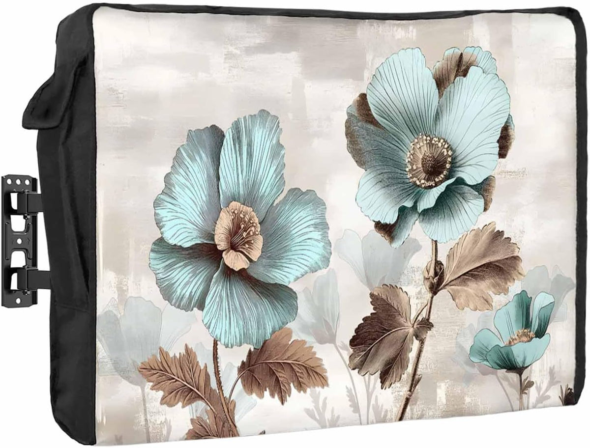 Yukro 36 39 Inches, Blue Broccoli Outdoor TV Cover to Farmhouse Rustic Floral Retro Brown Botanical Waterproof