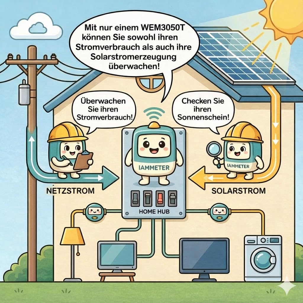WEM3080T-500A Three-Phase Wi-Fi Energy Meter, 500A CT Industrial Power Monitor, High-Accuracy Solar & Grid Energy Monitoring, DIN Rail, Cloud + App + API Integration