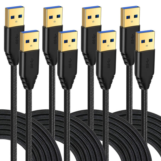4-Pack 6ft 3.0 USB A to A Cable USB Male to Male Cable Braided Double End USB Cord Compatible for Hard Drive
