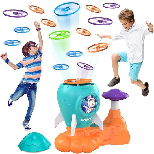Outdoor Toys for Kids Ages 3-8: Flying Disc Rocket Launcher Toy Butterfly Chasing Games, Outside Yard Activities Toy for Kids Ages 3 4 5 6 7 8, Birthday Gift for Toddlers Boys Girls, Orange