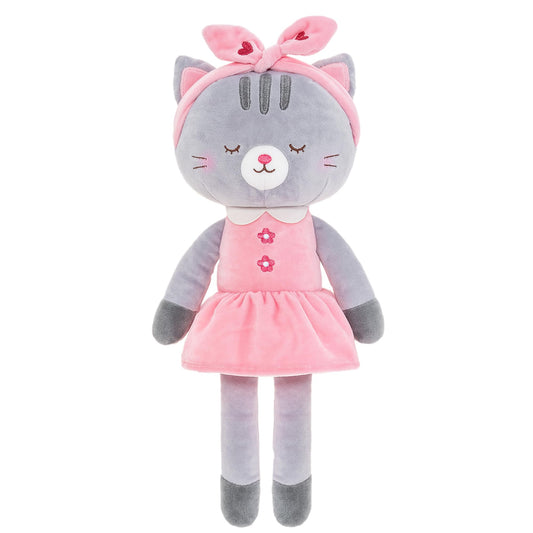 Lazada Stuffed Cat Dolls Animal Kitty Plush Toy Baby Girl Gifts Gray with Hair Band 16"