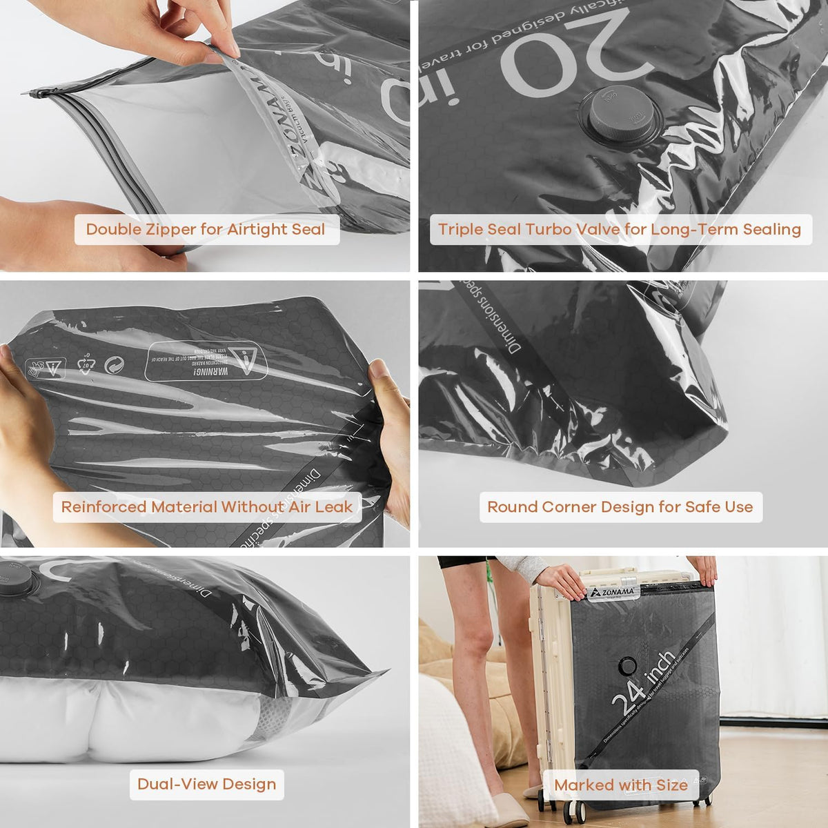 Skiennix Vacuum Storage Bags - 22 Pack Travel Essentials with Wireless Rechargeable Air Pump | Space Saver for Luggage & Home Clothing Storage
