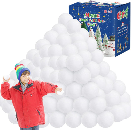 Skiennix Fake Snow Balls - Soft Plush Indoor & Outdoor Snowball Fight Set | 120 Pack for Kids & Family Fun