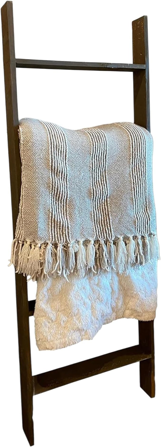 BARNWOODUSA Throw Blanket Ladder – Fully Assembled Reclaimed Wood – Rustic Decorative Ladder for Towels, Quilts, & More – Perfect Farmhouse Decor for Bathroom, Porch, or Living Room,5ft18.