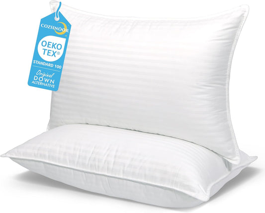 COZSINOOR Bed Pillows for Sleeping - Queen Size Hotel Quality Set of 2 | Breathable Cooling Down Alternative Microfiber for All Sleep Positions