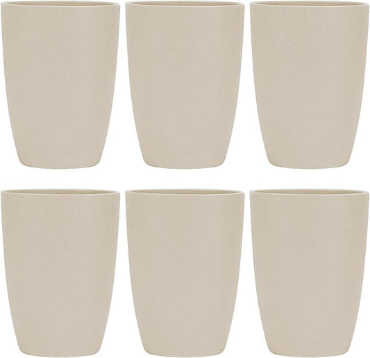 Wheat Straw Reusable Cup (12 oz) - Unbreakable Drinking Glasses Sets of 6 - Dishwasher Safe Tumbler - Lightweight, BPA Free and Eco friendly (6Pcs/Beige)