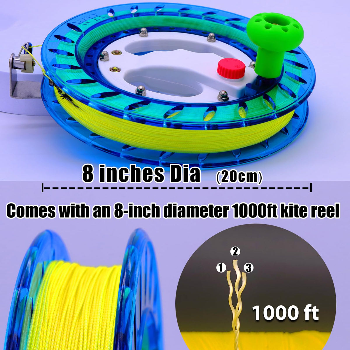 TianYueFly Blue 83" Huge 3D Orcas Kites for Adults & Kids with 8-inch Dia Kite Reel and Tail, Frameless Soft Whale, Giant Single-line Beach Kite for Adults and Teenagers