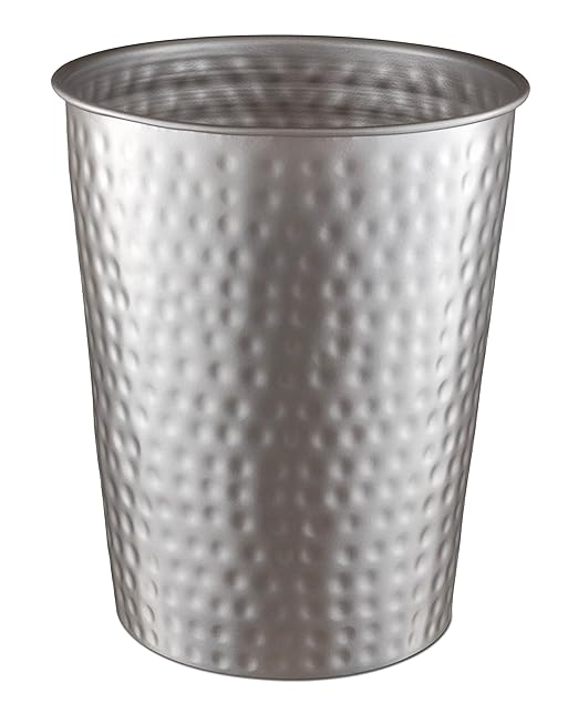 Monarch Abode Metal Bathroom Trash Can â Waste Basket for Bedroom, Office Desk, & Dorm, Hand Hammered, Durable Decorative Pewter Small Trash Can Bathroom Garbage Bin Wastebasket