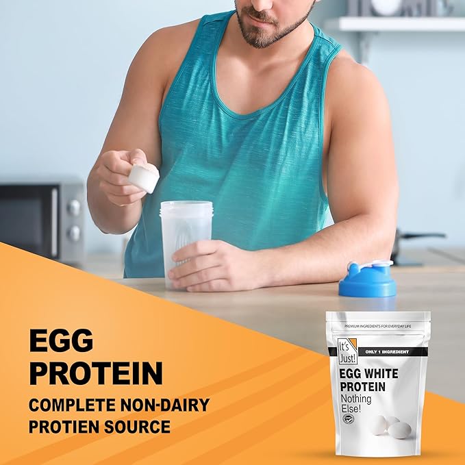 It's Just! - Egg White Protein Powder, Made in USA from Cage-Free Eggs, Dried Egg Whites (Unflavored, 8oz)