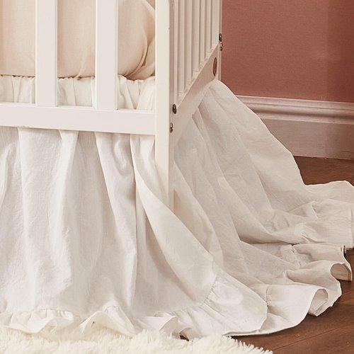 Brandream Crib Bed Skirt - Boho Chic Neutral Beige Ruffle for Baby Nursery | 100% Washed Cotton
