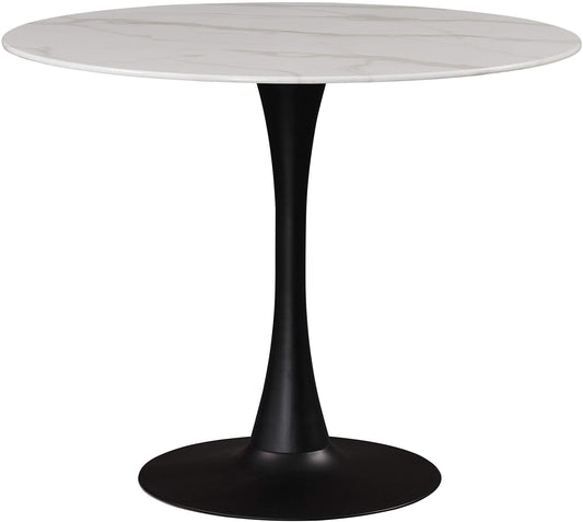 Meridian Furniture 973-T Holly Collection Modern | Contemporary Round Dining Table with Faux Marble Table Top and Rich Matte Black Base, 36" W x 36" D x 29.5" H