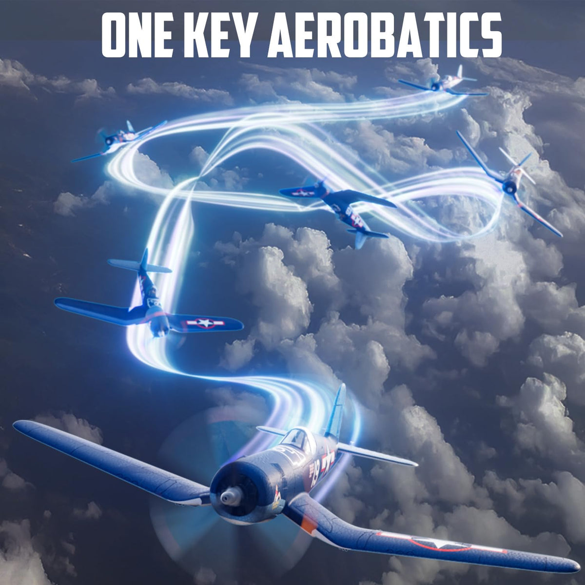 Volantexrc Brushless RC Planes, 4 Channel F4U Corsair RTF RC Airplane Fighter, 6-Axis Gyro wiih 3 Flight Modes, One-Key Aerobatic, Wingspan 500mm Fuselage 396mm, with 3 Batteries, Ideal Park Flyer