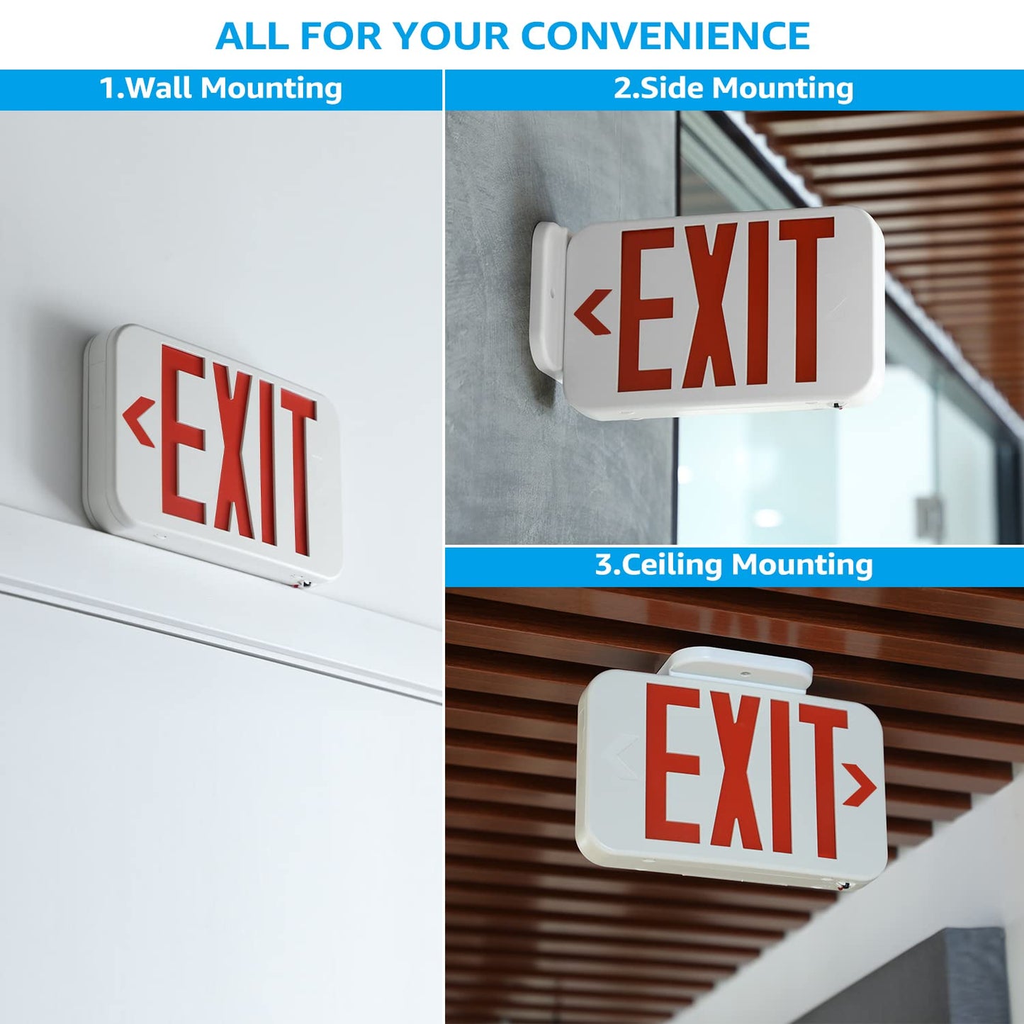 TORCHSTAR 12-Pack LED Exit Sign, Emergency Exit Light with Battery Backup, Double Face, UL 924, AC 120/277V, Damp Location, Hardwired Red Letter Exit Lights for Business Indoor