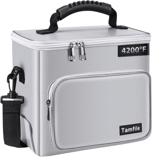 4200F Tamfile Fireproof Lipo Battery Bag with Heat Insulated, Ebike Lipo Bag with Pockets and Shoulder