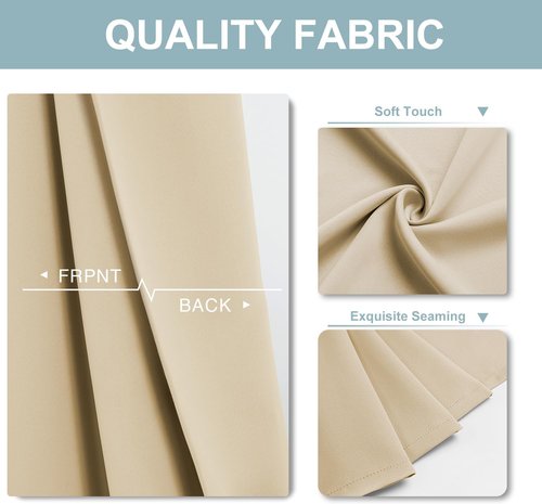 ChrisDowa Blackout Curtains - Thermal Insulated Room Darkening Panels, 102 Inch Long, Biscotti Beige (Set of 2)